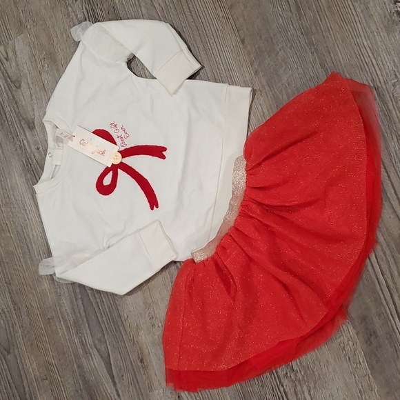 Cat & Jack Holiday Best Gift Ever Tutu Matching Set Size 24 Months - Picture 3 of 4